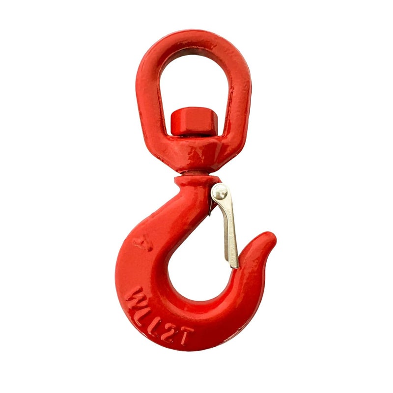 HENBOW 2 Ton Swivel Lifting Hooks,G80 Trailer Safety Chain Hooks with Latch,4400Lbs Safety Load Limit,Heavy Duty Alloy Steel Round Rotating Sling Towing Log Hook for Lifting and Towing - Image 1